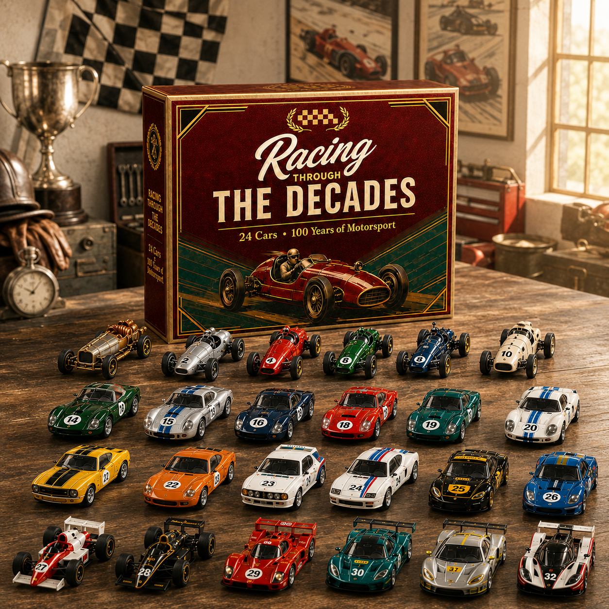 🏁 2026 Racing Through the Decades Advent Calendar – 24 Legendary Race Cars, 100 Years of Motorsport