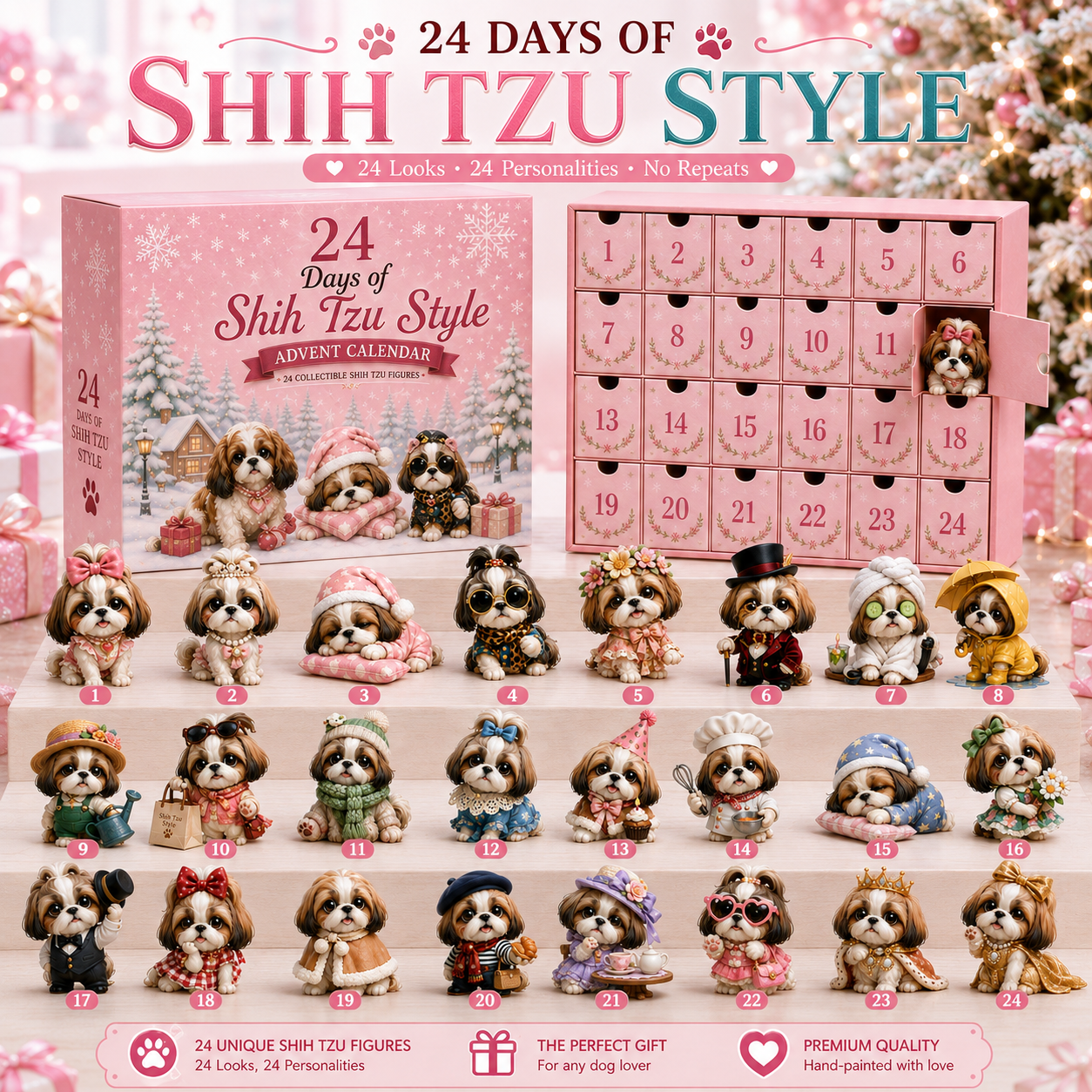 ⏰Limited Stock 50% OFF - 🎀24 Days of Shih Tzu Style Advent Calendar – 24 Unique Shih Tzu Collectibles ✨🐾
