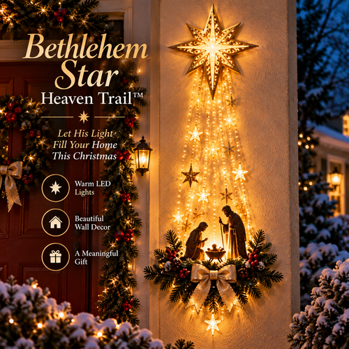 ✨ Bethlehem Guiding Light™ – Lighted Nativity Starfall Christmas Wall Decor ✝️