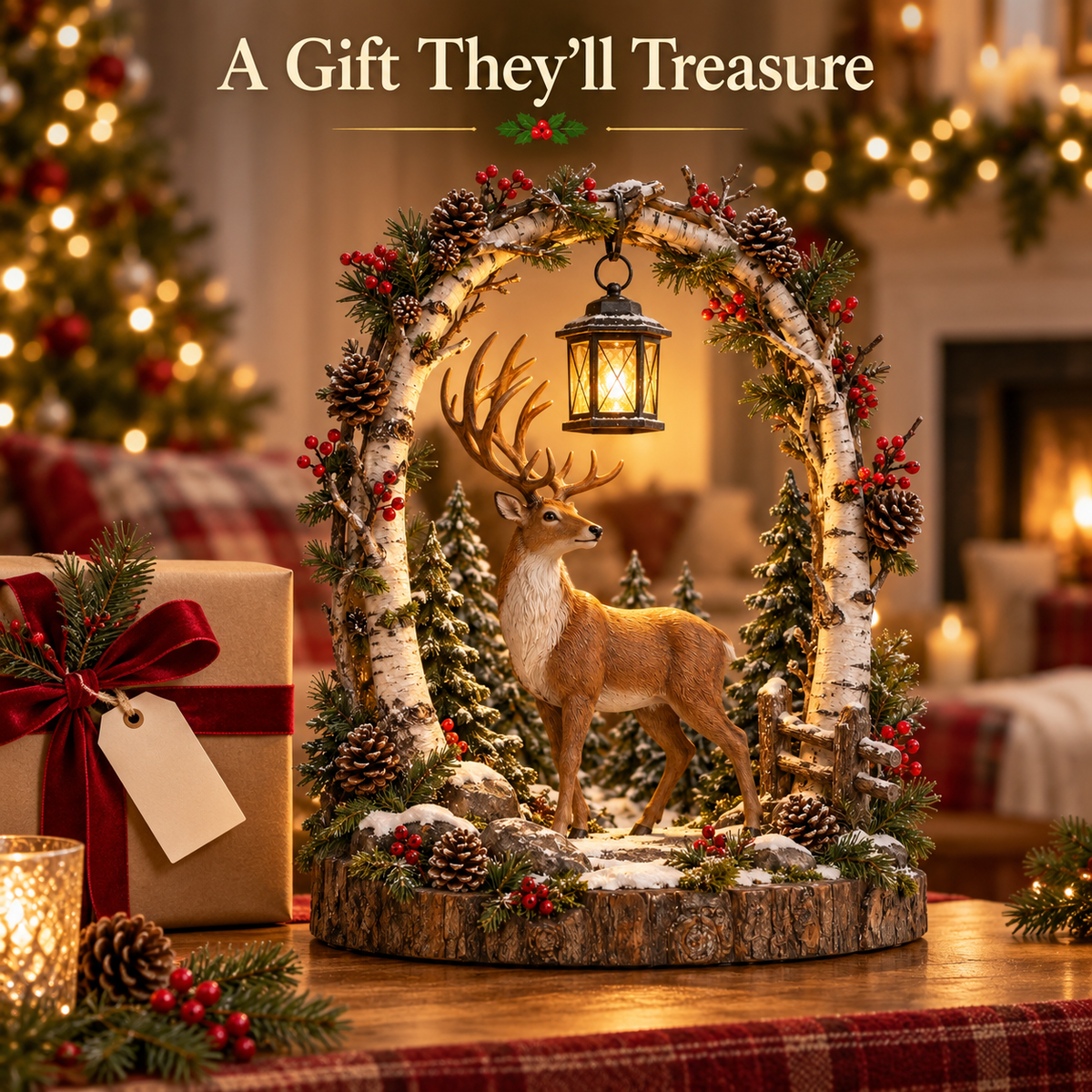 Woodland Reindeer Christmas scene