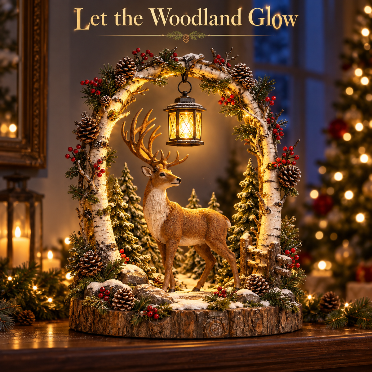 Woodland Christmas reindeer scene