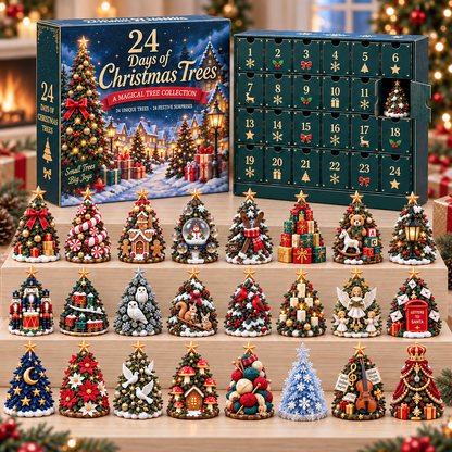 🎄 24 Days of Christmas Trees Advent Calendar – 24 Unique Mini Tree Collectibles