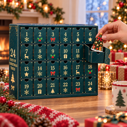 🎄 24 Days of Christmas Trees Advent Calendar – 24 Unique Mini Tree Collectibles