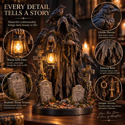 🐦‍⬛ Keeper of the Last Light – Raven Guardian Lantern Statue