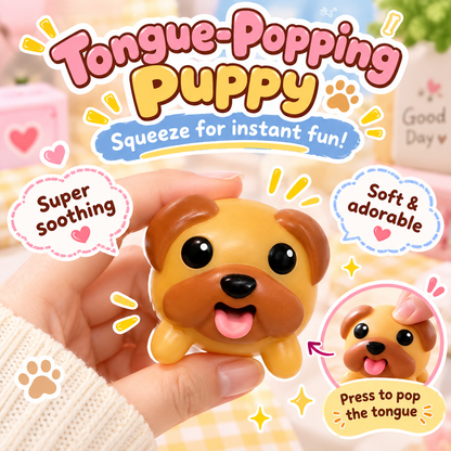 🐶Tongue-Popping Puppy Squeeze Toy – Cute Pocket Fidget Companion
