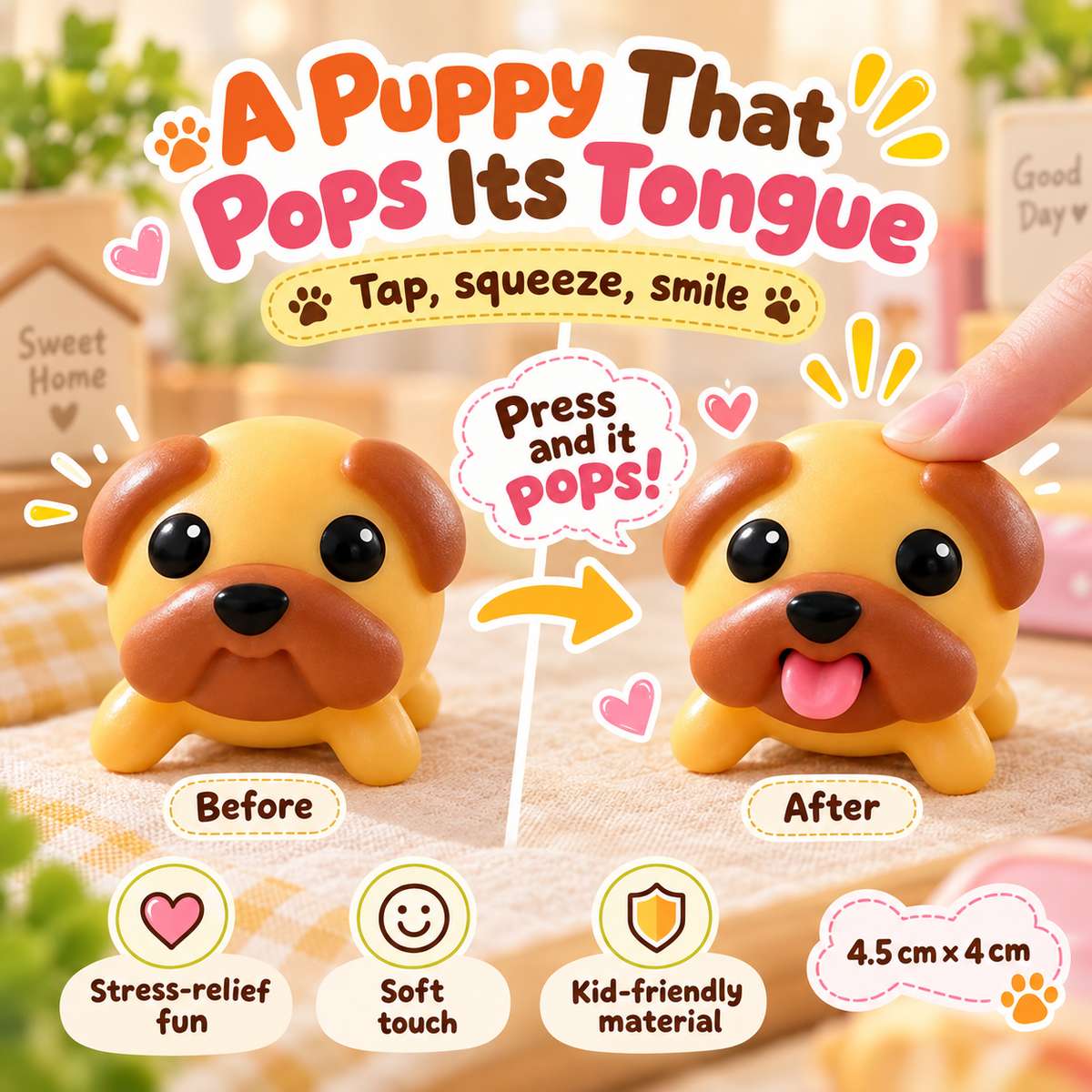 🐶Tongue-Popping Puppy Squeeze Toy – Cute Pocket Fidget Companion
