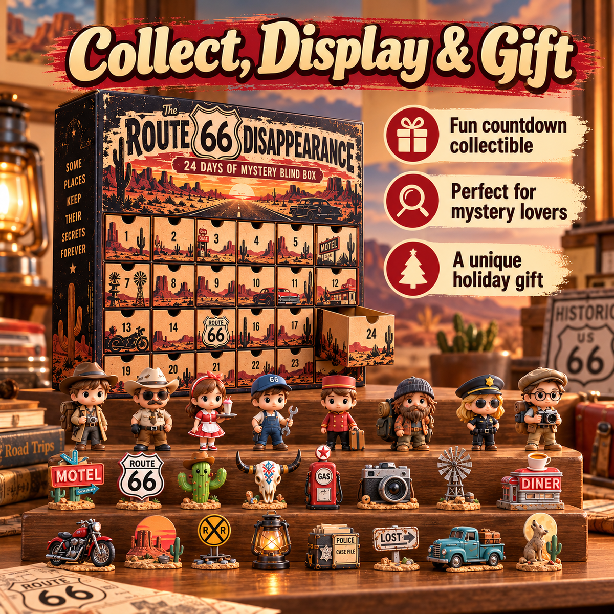 🚗 Route 66 Mystery Blind Box – 24 Days of Americana Collectibles