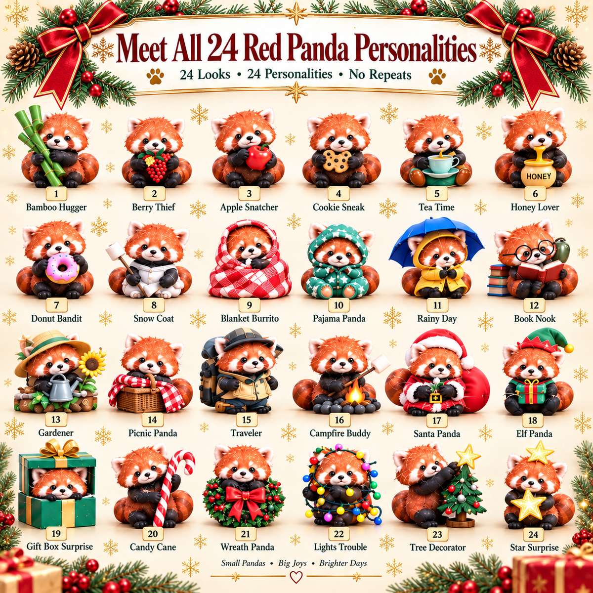 All 24 Red Panda personalities