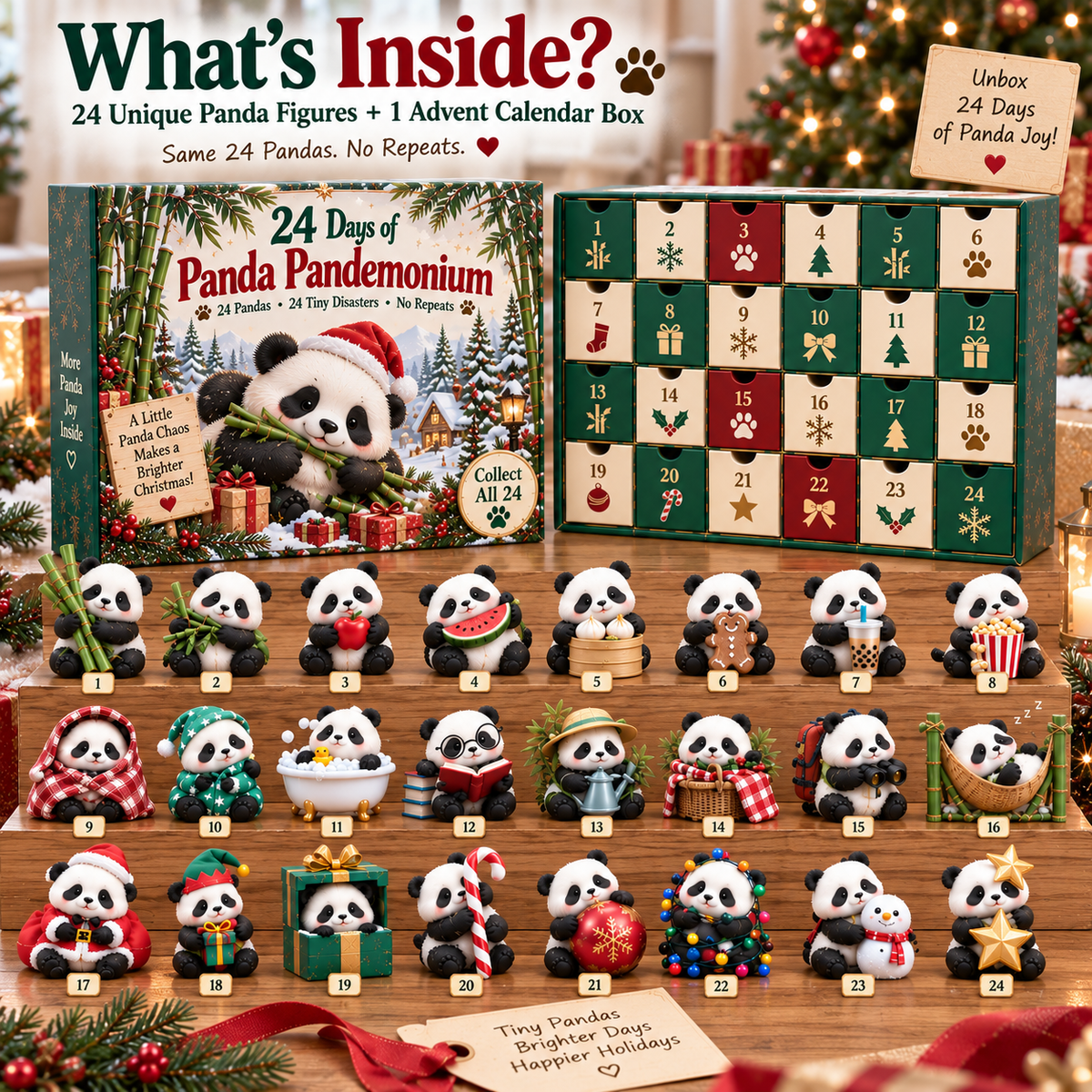 ⏰Limited Stock 50% OFF 🐼 24 Days of Panda Pandemonium™ | 24 Unique Holiday Panda Collectibles