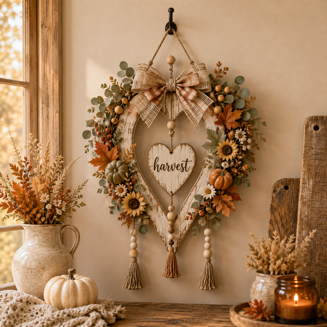 🍂🤎Harvest Heart Farmhouse Wall Decor