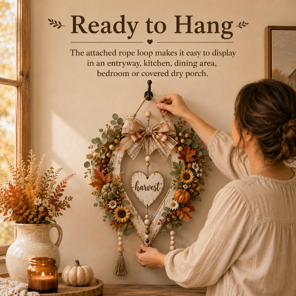 🍂🤎Harvest Heart Farmhouse Wall Decor