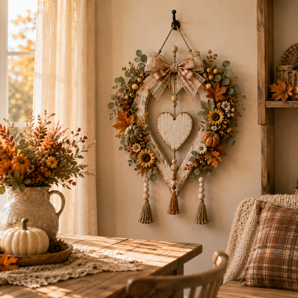 🍂🤎Harvest Heart Farmhouse Wall Decor