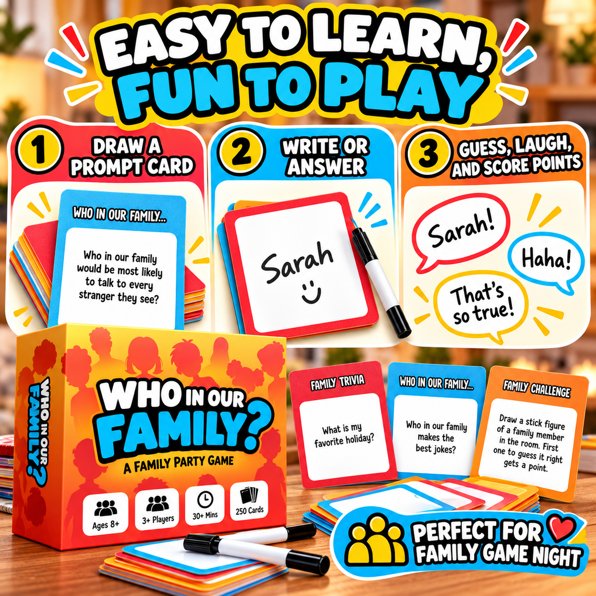 😂 Family Reveal Game™ – Hilarious Guessing & Challenge Game for Family Night