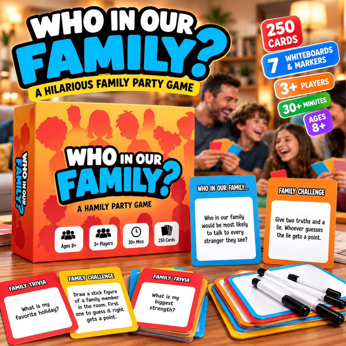 😂 Family Reveal Game™ – Hilarious Guessing & Challenge Game for Family Night