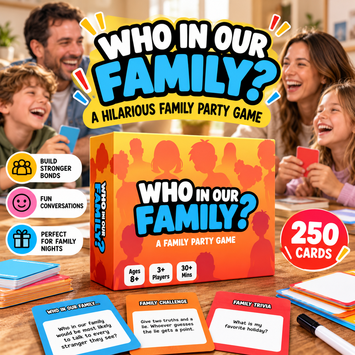 😂 Family Reveal Game™ – Hilarious Guessing & Challenge Game for Family Night