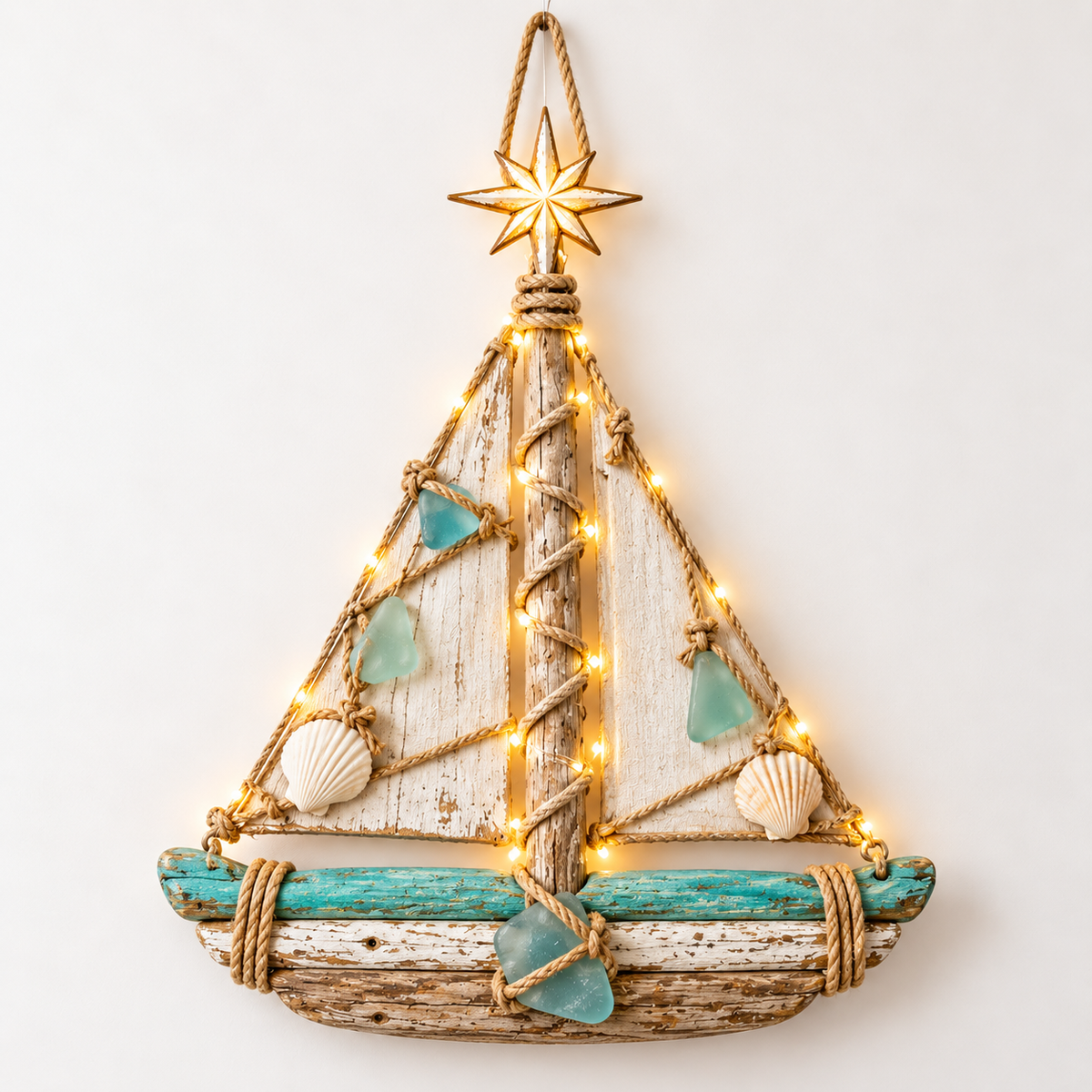 ⛵️Harbor Lights Sailboat Christmas Tree – Lighted Coastal Wall Decor