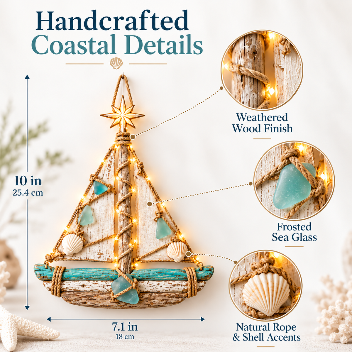 ⛵️Harbor Lights Sailboat Christmas Tree – Lighted Coastal Wall Decor