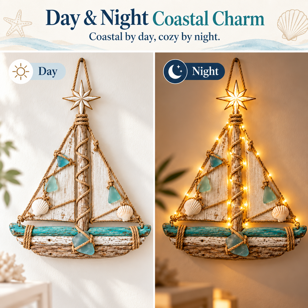 ⛵️Harbor Lights Sailboat Christmas Tree – Lighted Coastal Wall Decor