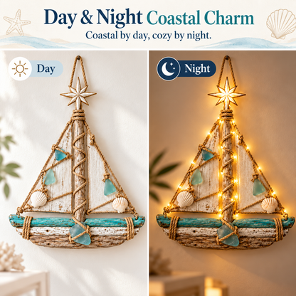 ⛵️Harbor Lights Sailboat Christmas Tree – Lighted Coastal Wall Decor