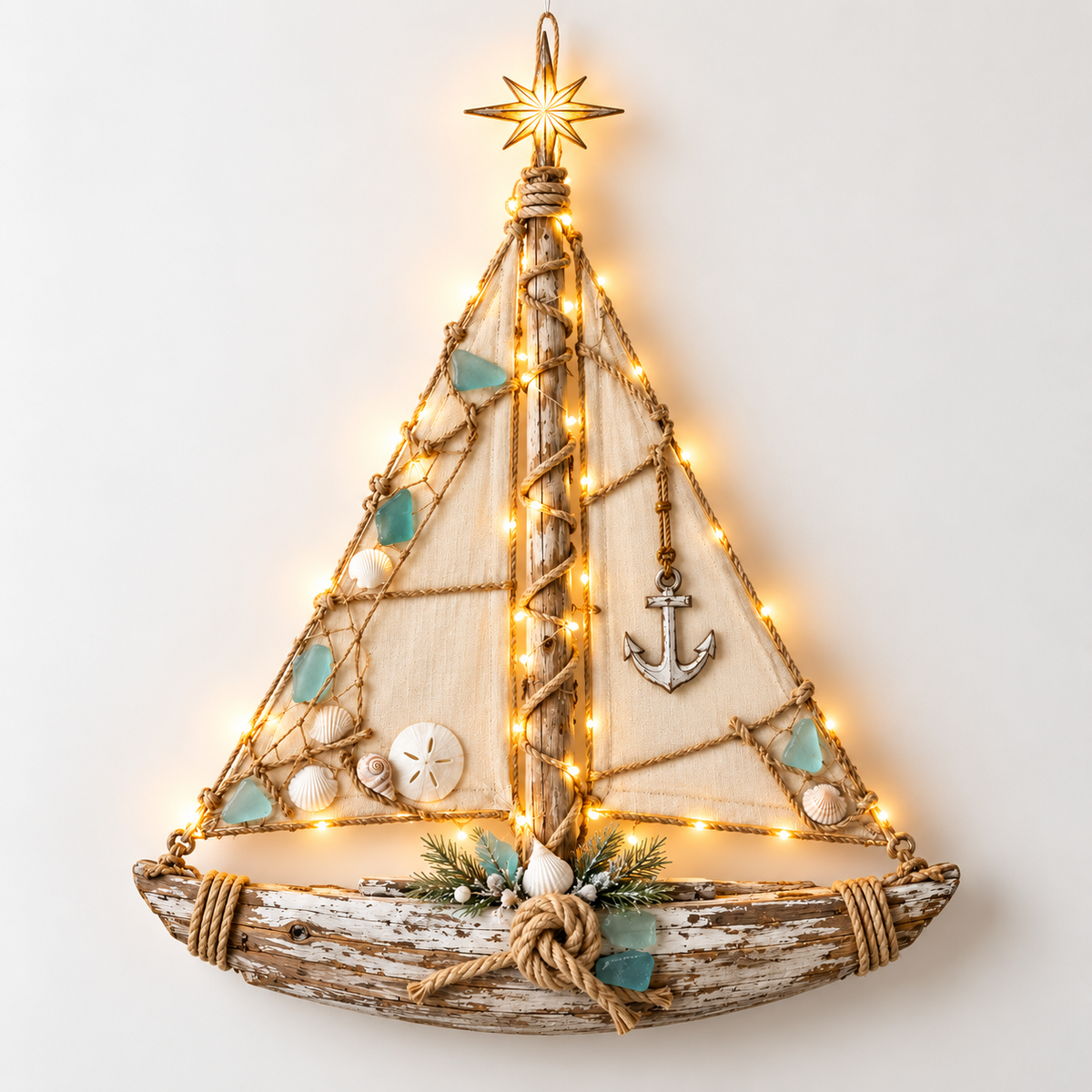 ⛵️Harbor Lights Sailboat Christmas Tree – Lighted Coastal Wall Decor