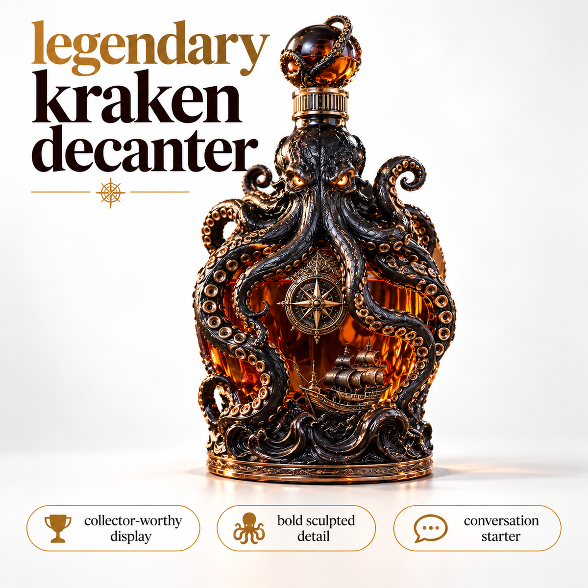 Dark Abyss Kraken Decanter – Sculpted Collector Bottle for Home Bar & Gifting