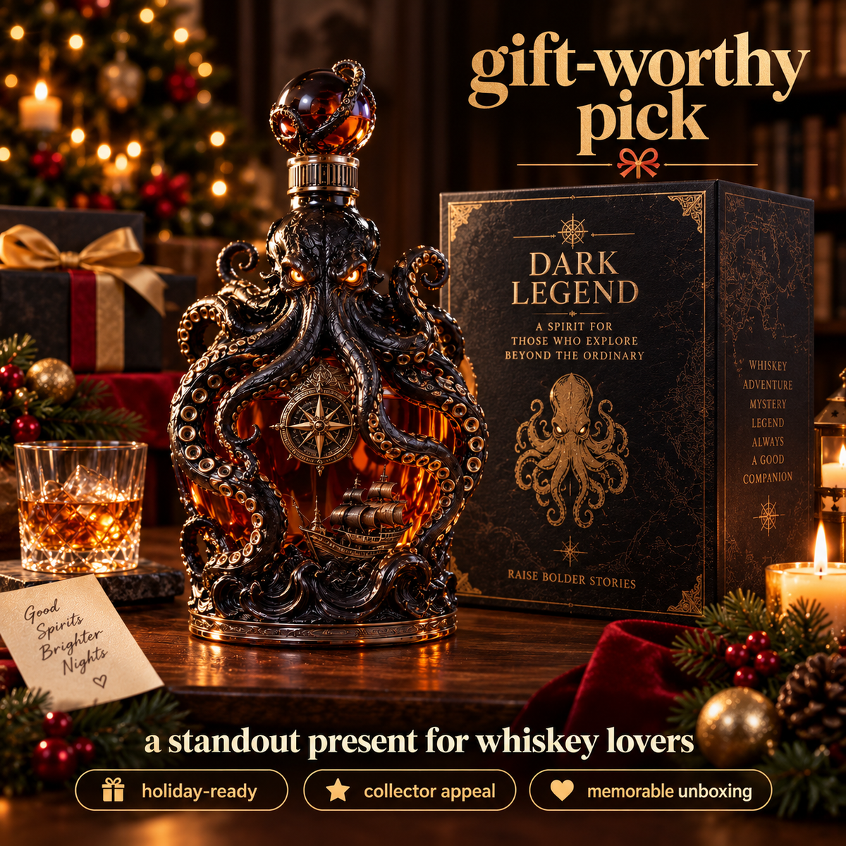 Dark Abyss Kraken Decanter – Sculpted Collector Bottle for Home Bar & Gifting