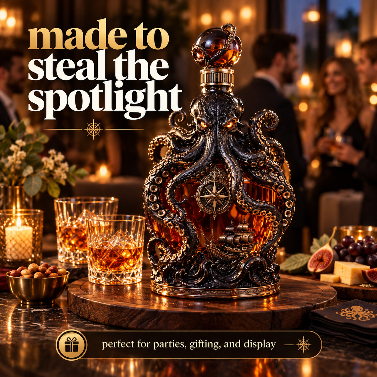 Dark Abyss Kraken Decanter – Sculpted Collector Bottle for Home Bar & Gifting