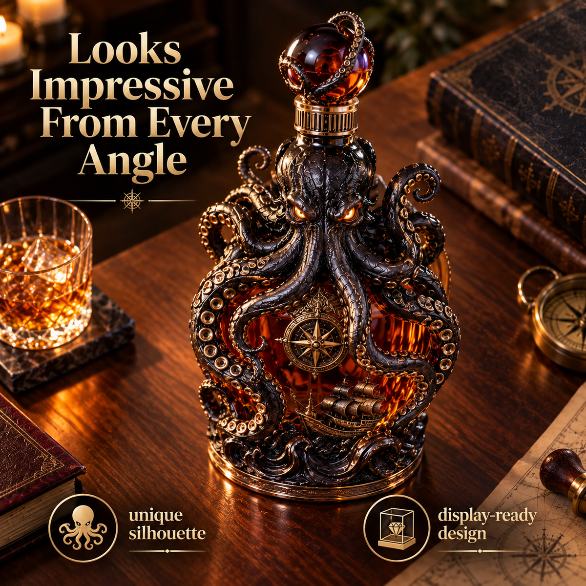 Dark Abyss Kraken Decanter – Sculpted Collector Bottle for Home Bar & Gifting