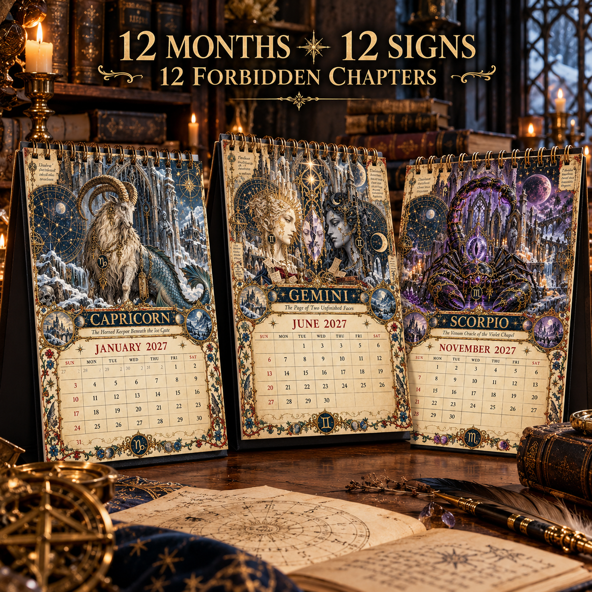 2027 Zodiac Grimoire Calendar™ | 12 Signs, 12 Forbidden Chapters