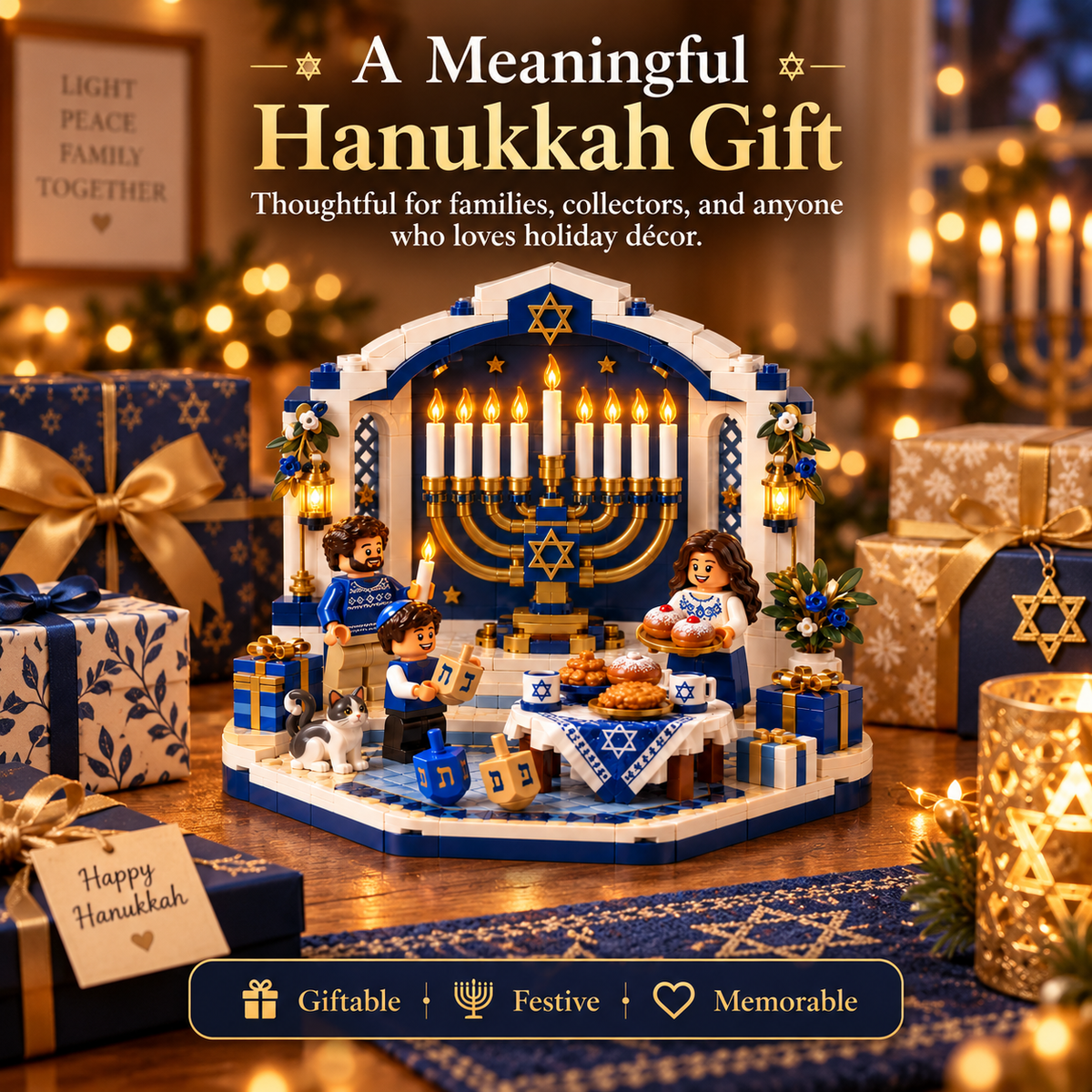 🕎✨ Last Day 50% OFF ⏰ Hanukkah Family Light Building Block Display Set