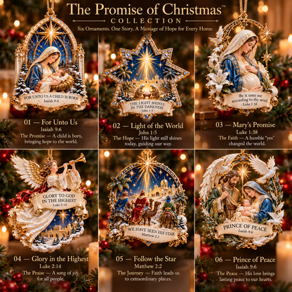 ✨ The Promise of Christmas— 6-Piece Christian Nativity Ornament Collection
