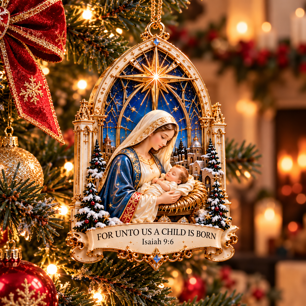 ✨ The Promise of Christmas— 6-Piece Christian Nativity Ornament Collection