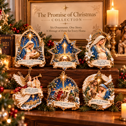 ✨ The Promise of Christmas— 6-Piece Christian Nativity Ornament Collection