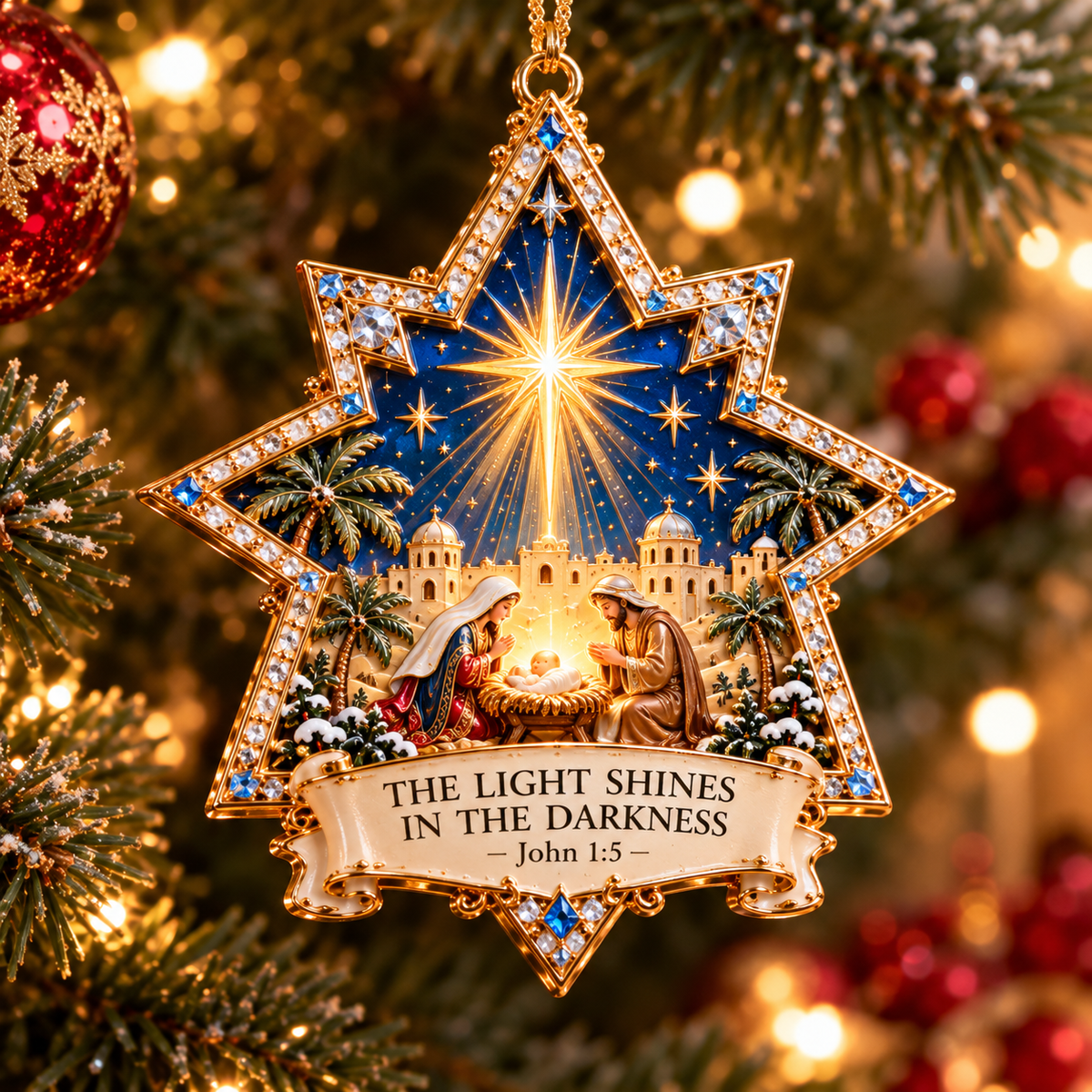 ✨ The Promise of Christmas— 6-Piece Christian Nativity Ornament Collection