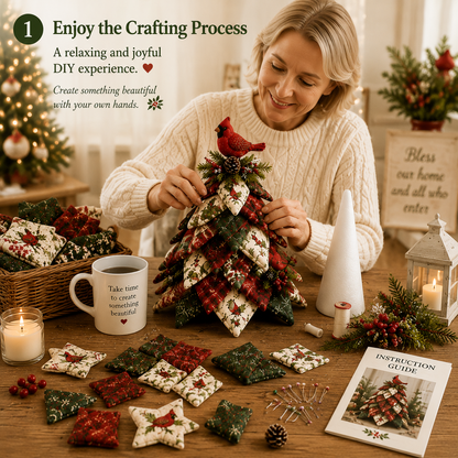 DIY Quilted Bird Christmas Tree Kit 🎄 | Handmade 3D Fabric Holiday Decoration with Cardinal, Hummingbird & Woodland Bird Designs