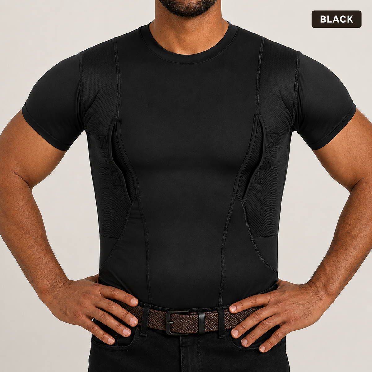 Black dual-side compression shirt