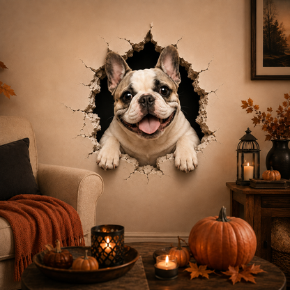 🔥 LAST DAY 50% OFF 🐾 Frenchie Break-In™ 3D Wall Decals – Funny French Bulldog Wall Decor