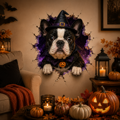 🔥 LAST DAY 50% OFF 🐾 Frenchie Break-In™ 3D Wall Decals – Funny French Bulldog Wall Decor