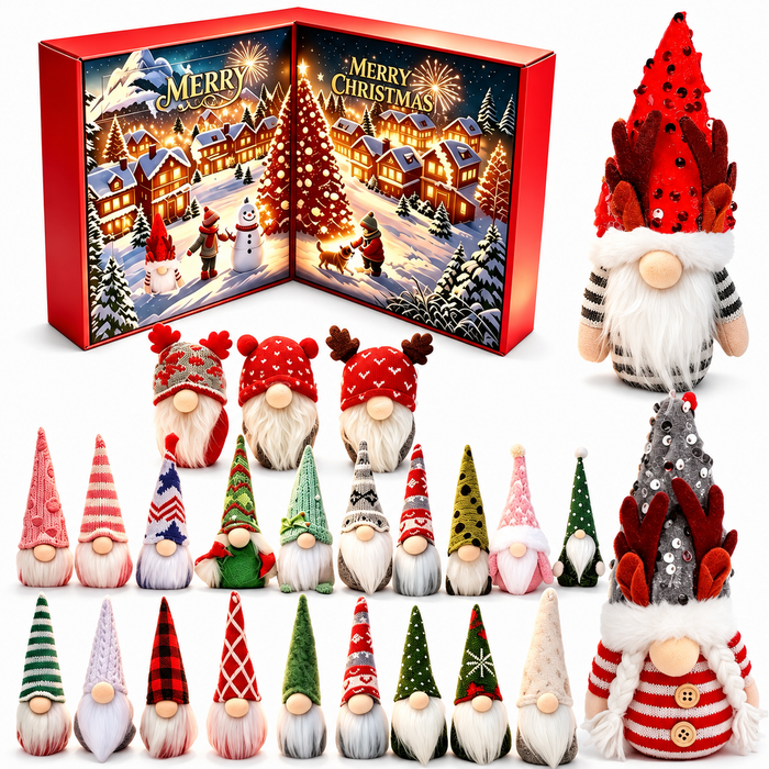 Red Snow Village Christmas Gnome Advent Calendar