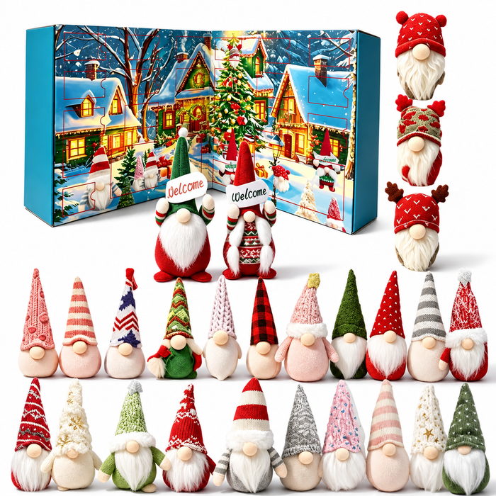 Blue Winter Village Christmas Gnome Advent Calendar