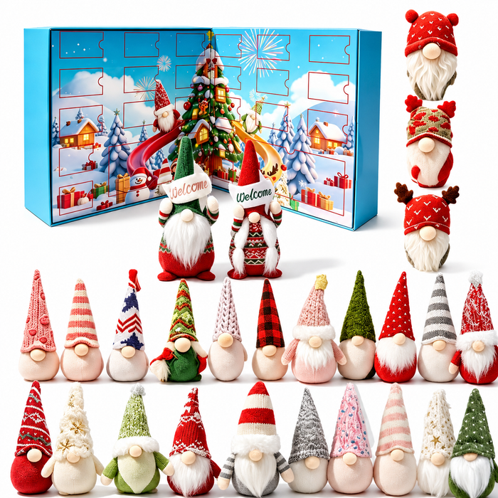 Blue Christmas Tree Gnome Advent Calendar