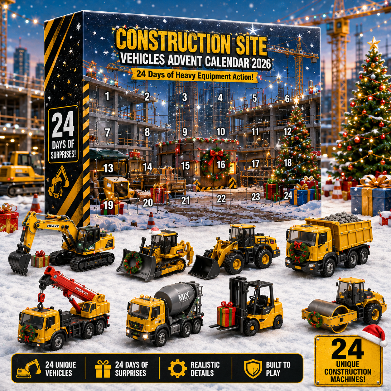 🚜 Heavy Equipment Advent Calendar 2026 – 24 Construction Machines to Collect 🎄