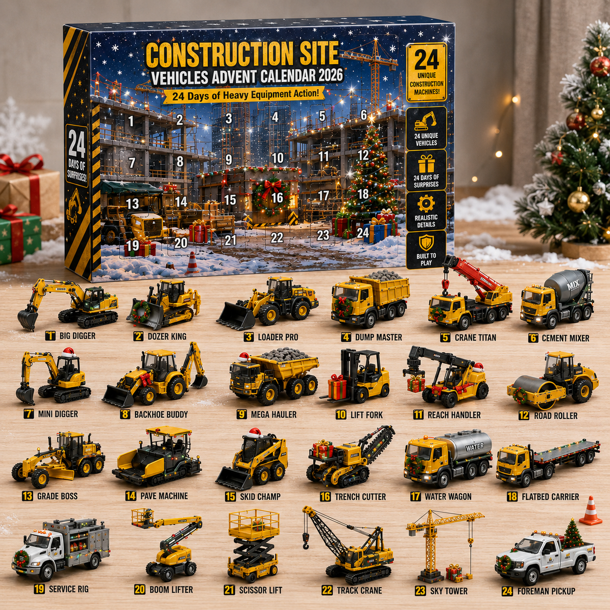 24 Construction Site Vehicles complete collection