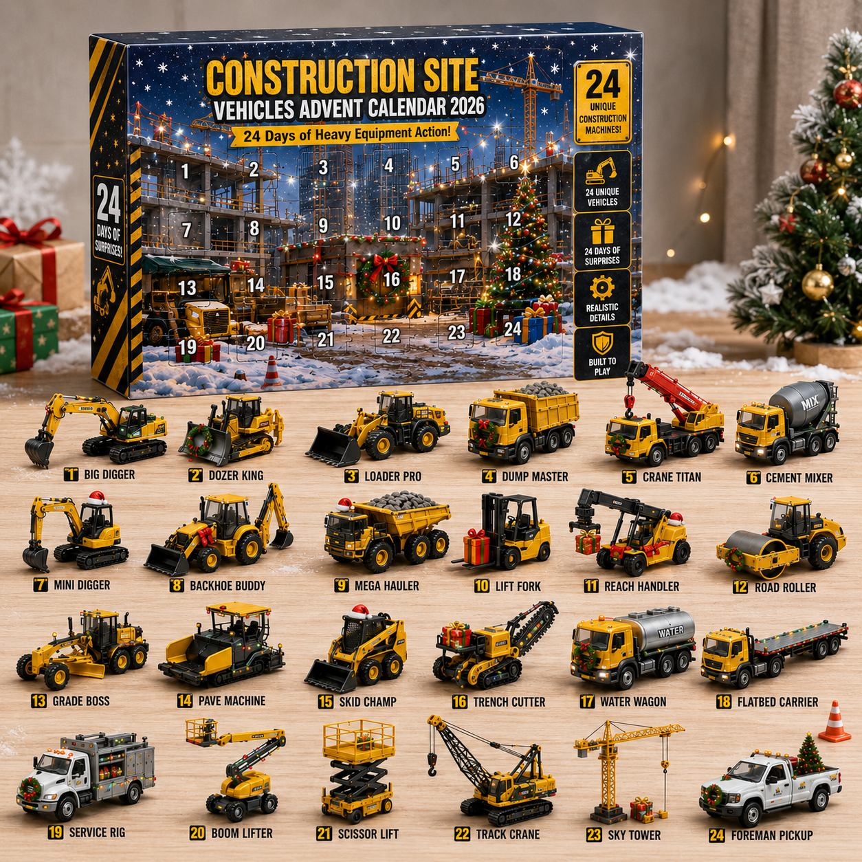 🚜 Heavy Equipment Advent Calendar 2026 – 24 Construction Machines to Collect 🎄