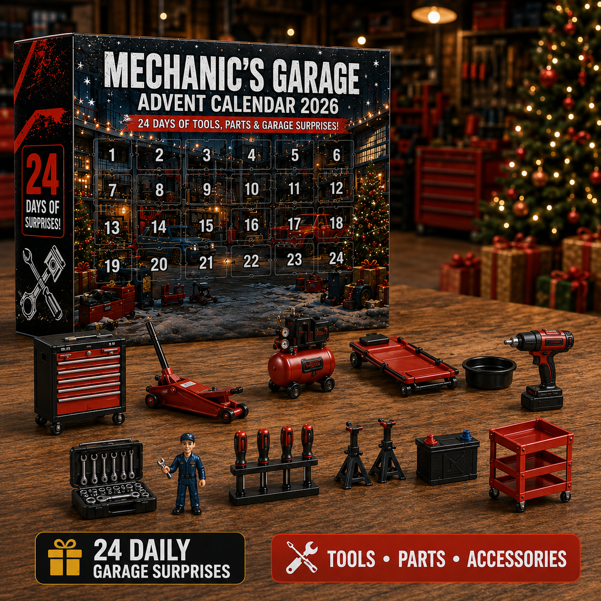 24 daily Mechanic's Garage surprises