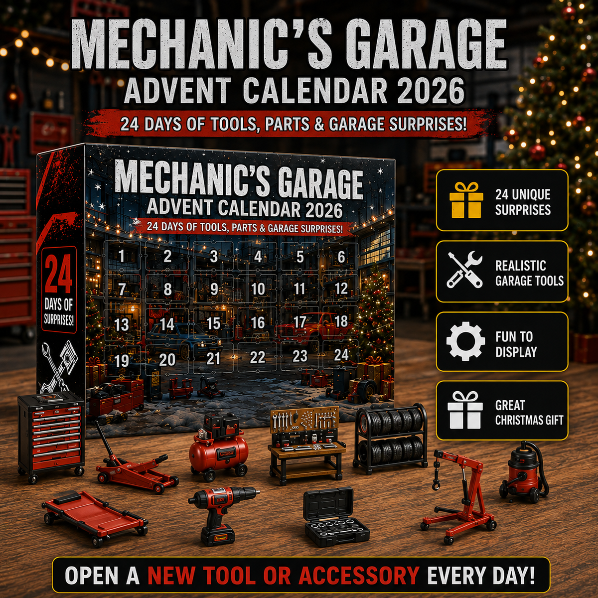 Mechanic's Garage Christmas Advent Calendar display