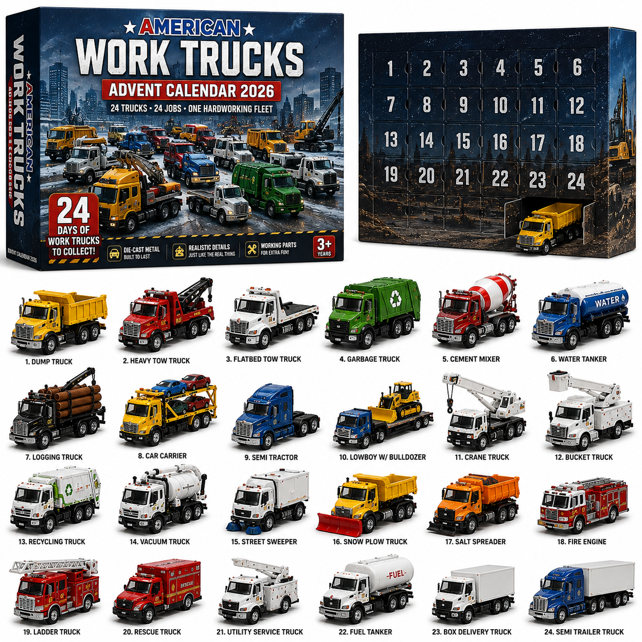 🚛 American Work Trucks Advent Calendar 2026 – 24 Hardworking Trucks to Collect 🎄