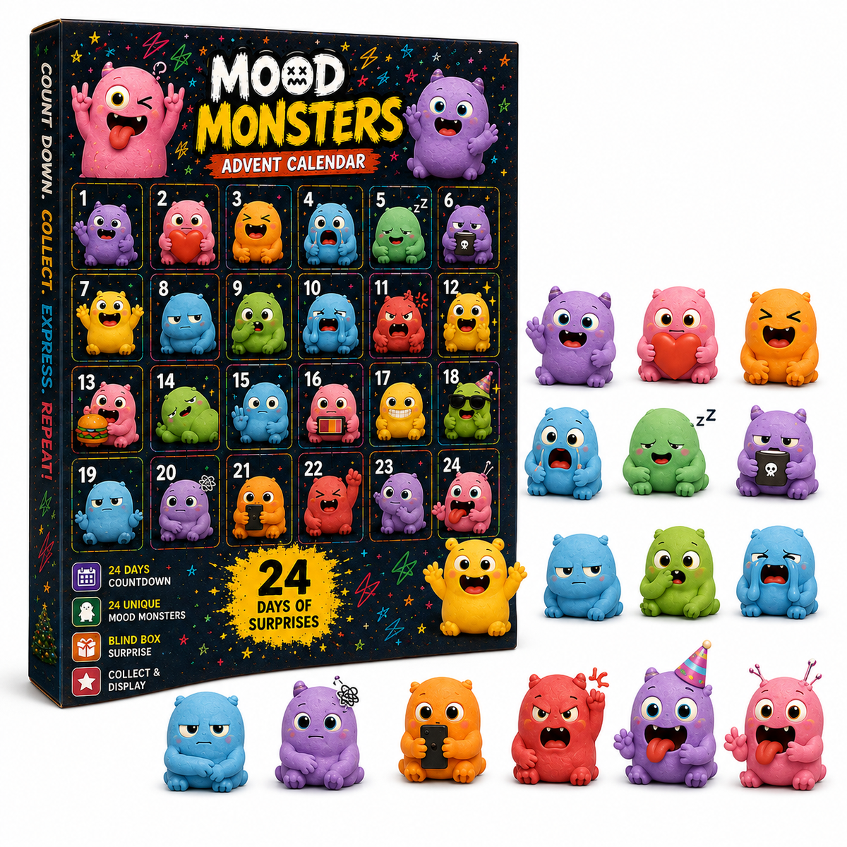 Mood Monsters Advent Calendar complete character display