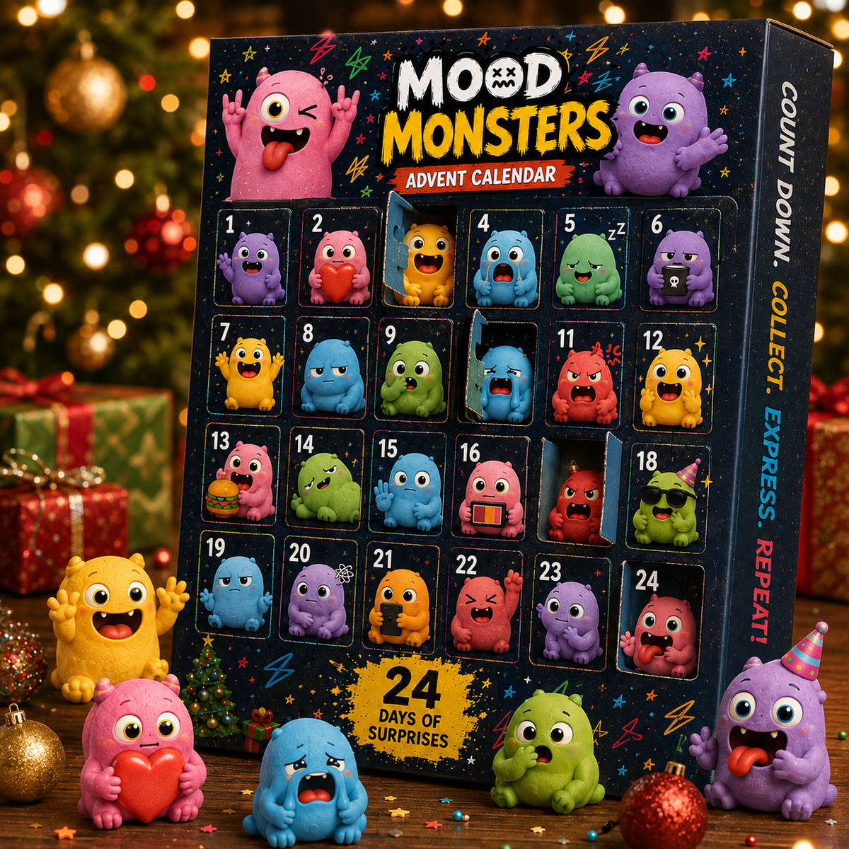 Mood Monsters Advent Calendar opening numbered doors