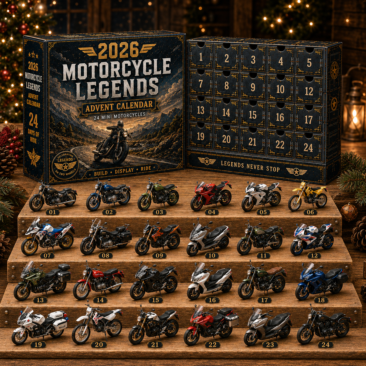 24 Motorcycle Legends miniature motorcycles